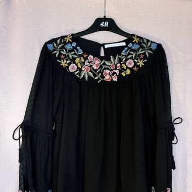 Bluse Boho Blumenmuster bestickt