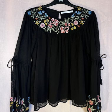 Bluse Boho Blumenmuster bestickt