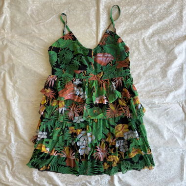 “Amarelo” Made in Brazil layered tiered floral top