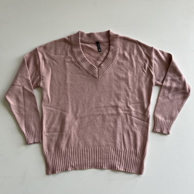 Rosa Knitpullover mit V-Neck