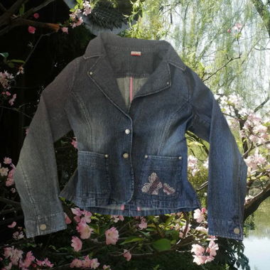 Giacca di jeans Energy anni 2000 con paillettes