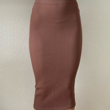 Ribbed Midi Rock braun