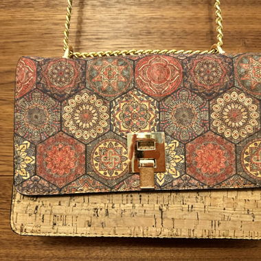 Sac bandoulière en liège avec motif