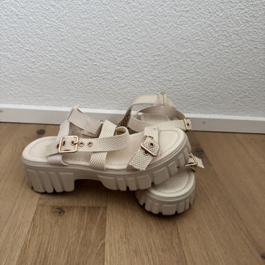 Beige platform sandals