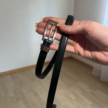 Dark green Leather belt with silver buckle vintage