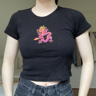 croptop with dragon patch