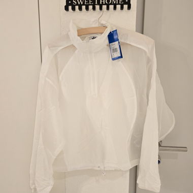 NEU adidas Sweatshirt mit Halb-Reissverschluss weiss Grösse 42