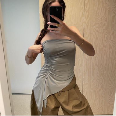 Asymmetric Drape Bustier Top