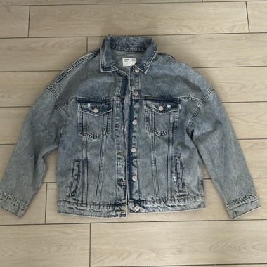 Oversized stone-wash denim jacket