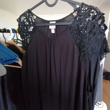 Black Blouse with Lace Sleeves