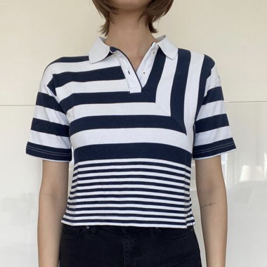 White button up shirt with navy stripes 💙🤍