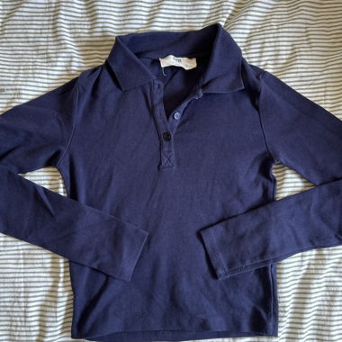 Polo manches longues bleu marine, stradivarius 
