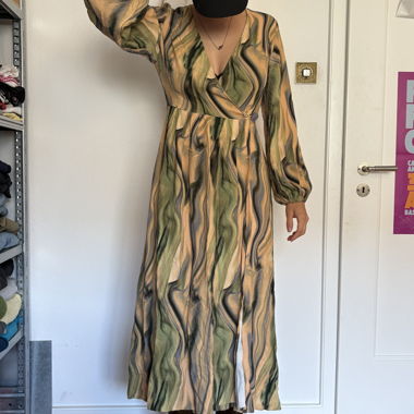 Casual Abendkleid (beige/grün/schwarz)