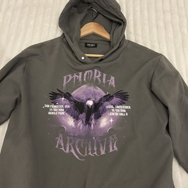 Phobia Archive Hoodie – Grau mit Adler Print