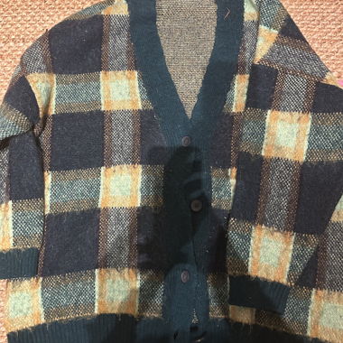 Checkered Knit Cardigan