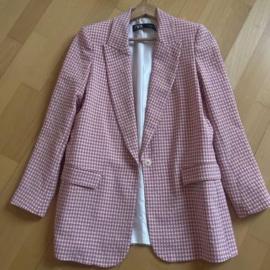 Blazer a quadri rosa Zara