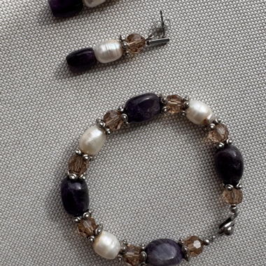 Set bracciale e orecchini Vere Perle/Ametista