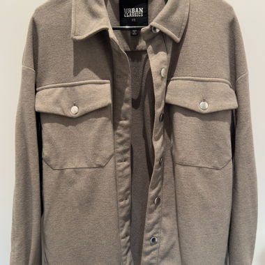 Beige oversized shirt jacket