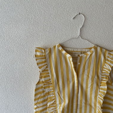 Yellow and white striped blouse 