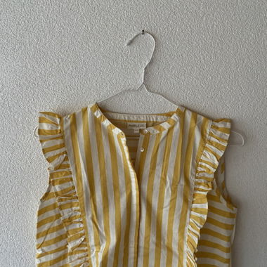 Yellow and white striped blouse 
