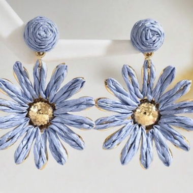 Boucles d'oreilles fleurs bleues