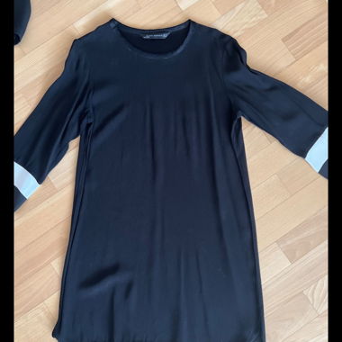Black Dress with Striped Sleeves, Size M