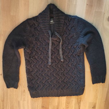 Maglione Celio* grigio scuro a trecce con collo sciallato