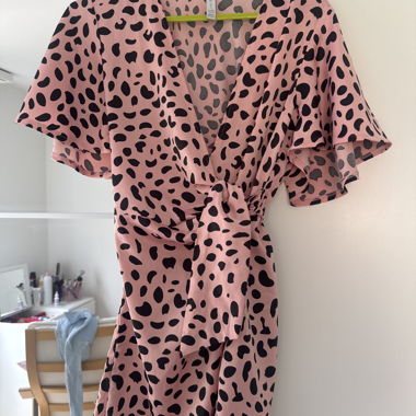 Pink leopard romper 