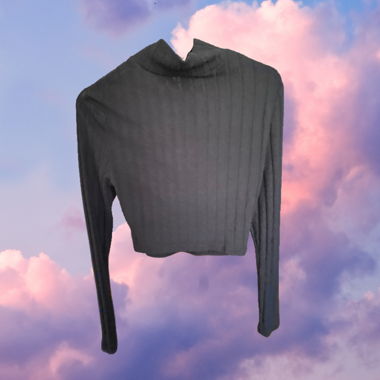 Schwarzer gerippter Cropped-Top