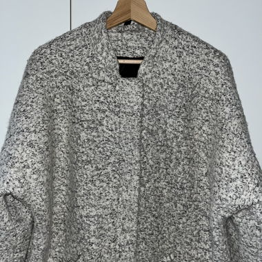 Manteau bouclé gris DEVIDED avec fermeture éclair