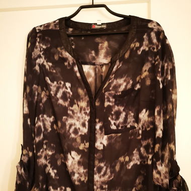 Bluse black n white transparent 