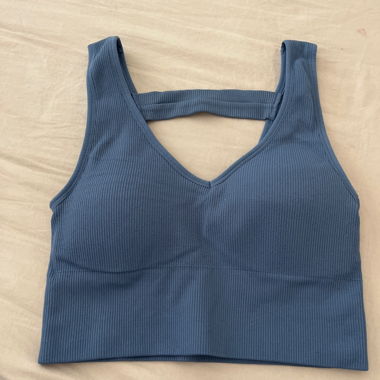 Blue Ribbed Sportbra/Crop Top