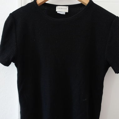 T-shirt noir côtelé
