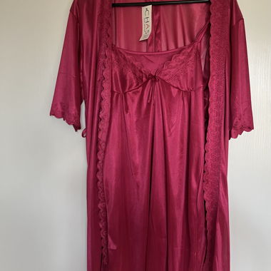 Pink Satin Negligee Set