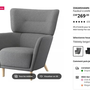Fauteuil gris IKEA