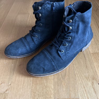 Blue Suede Ankle Boots