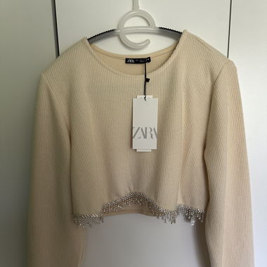 Zara Pullover Creme weiss