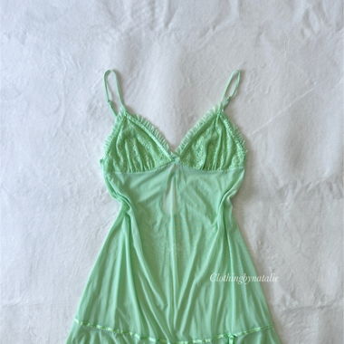 Morgan Green Mesh Slip Dress (M)