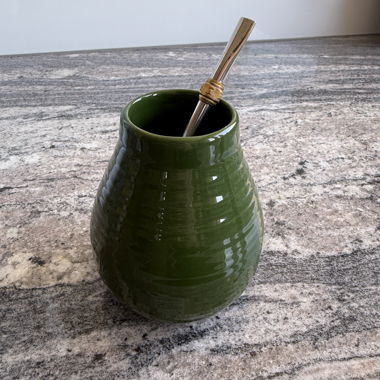 Récipient à maté en céramique vert