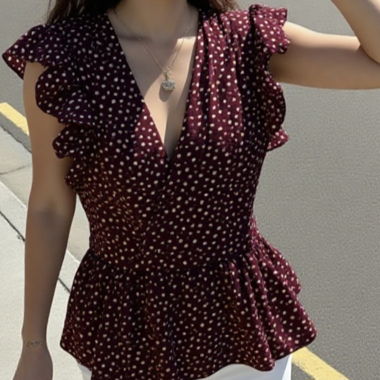Burgundy Polka Dot Blouse