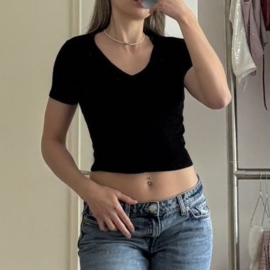 Black Short-Sleeve Top