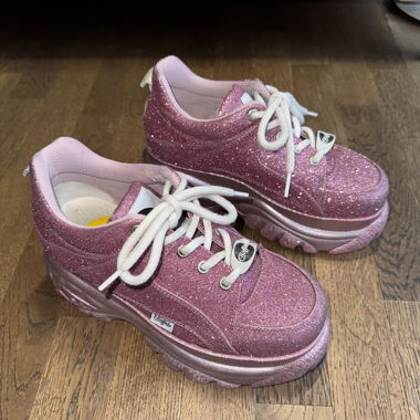 Buffalo Pink Glitter Platform Sneakers