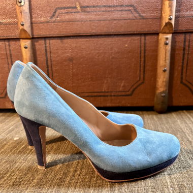 Plateau High Heels blau (Gr. 38)