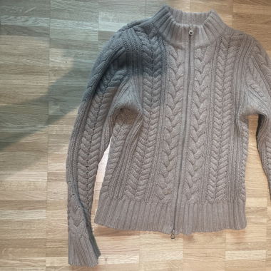Beige wool zip cardigan