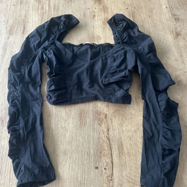 Zara Puffärmel Crop Top schwarz Gr. XS