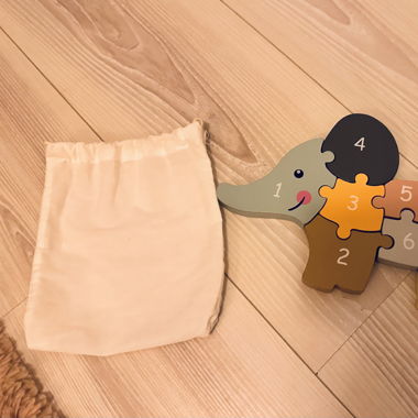 Holzpuzzle Zahlen Elefant