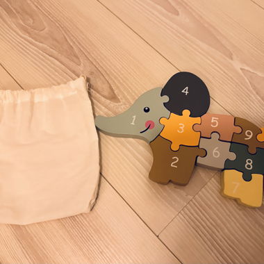 Holzpuzzle Zahlen Elefant