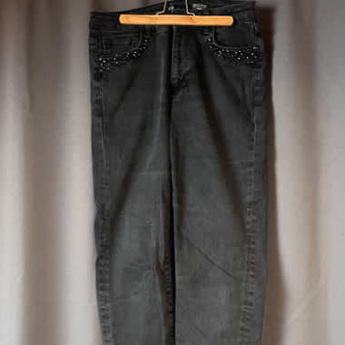 Jeans neri con strass