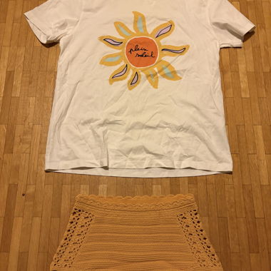 Yellow crochet t-shirt and shorts set