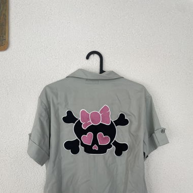 button up with skull & crossbones design